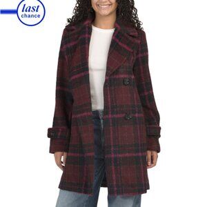 SAM EDELMAN Pink Wool Blend Double Breasted Notch Collar Coat